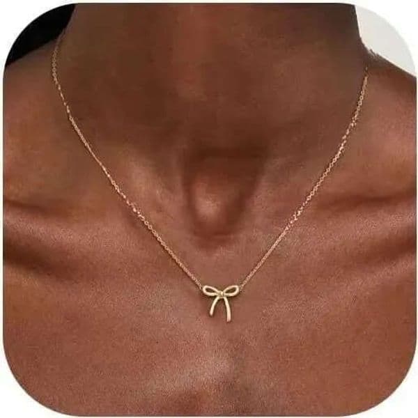 Jewellery Necklace Designer Gold and Silver Plated Bow Pendant Choker Chain for Daily Wear Special Occasion Gift High Quality