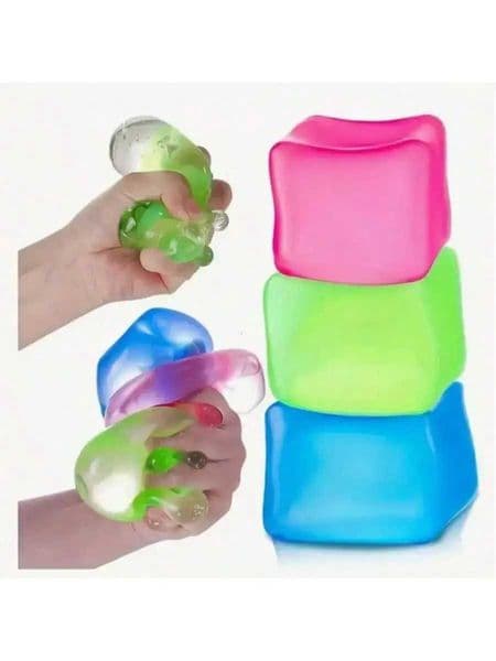 1pc/3pcs Ice Cube Shape Squeeze Fidget Toy - Random Colors Stress Relief Toy for Adults Perfect Birthday Xmas Gift C260325 C260327
