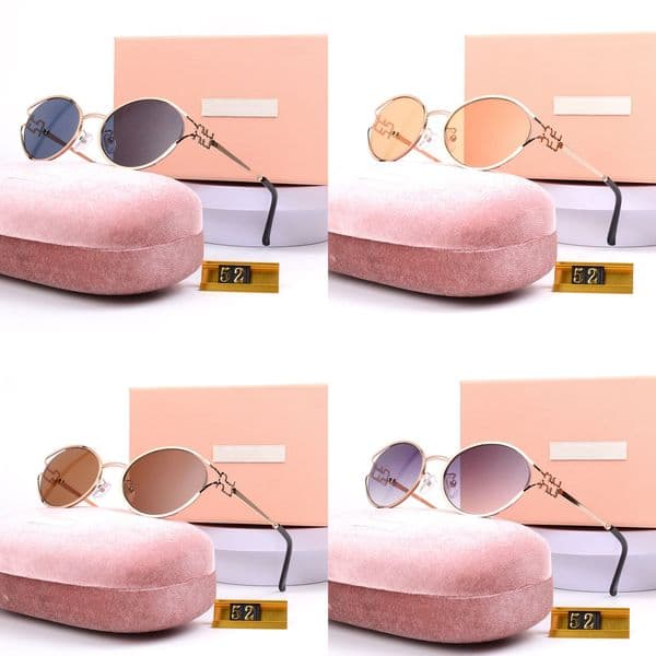 Classic woman sunglasses designer sunglasses luxury Oval sunglasses mens womens Double Bridges Small glasses metal frames fashion glasses shades 52 with box