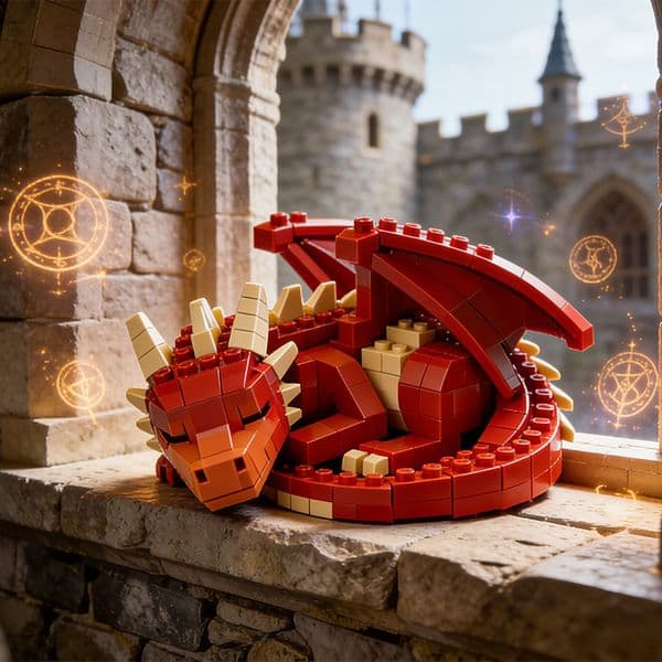 Red Little Giant Dragon Building Blocks Year of the Dragon Ornament Educational Toy