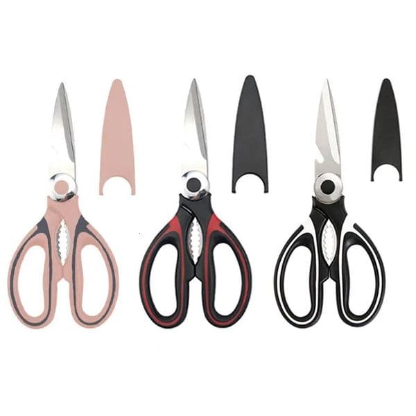 Stainless Steel Kitchen Scissors Multifunctional Household Chicken Bone With Lid Can Be Opened To Clip Walnuts 260325