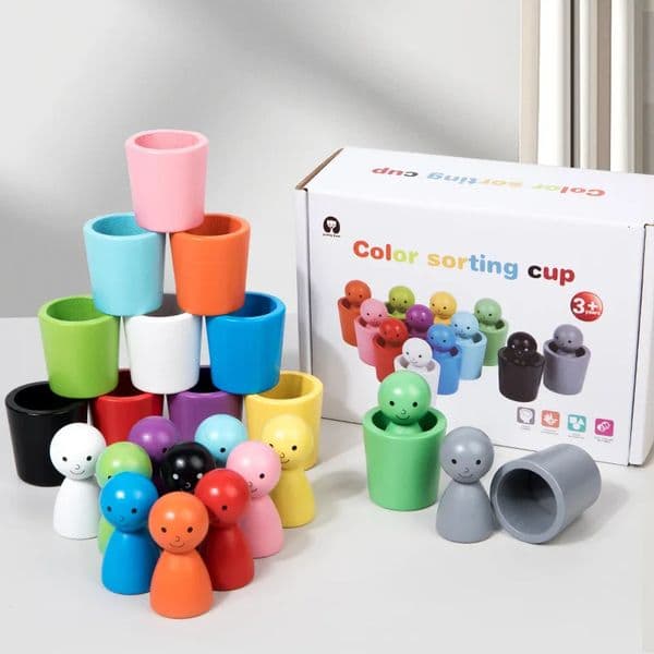 Montessori Wooden Toy Color Cognitive Classification Cups Matching Sorting Training Early Education Learning Educational Toys 260324