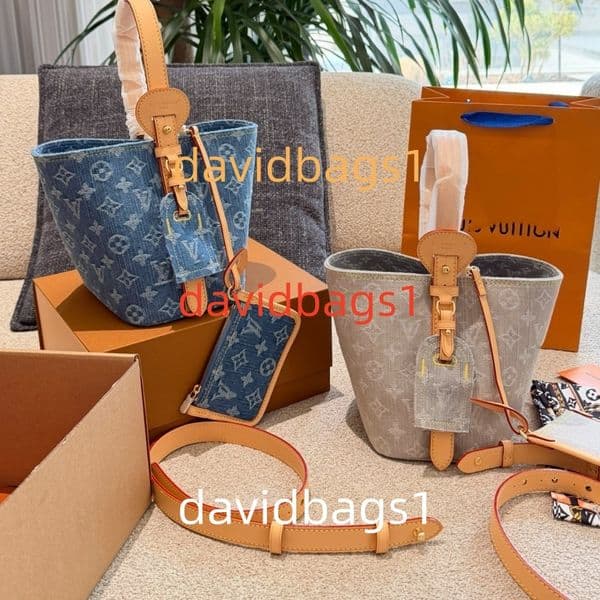 Brand designer bag Luxury Fashion Vintage Blue DenimAll In BB Bucket Bag Ladies Designer Tote Shoulder Bag With Detachable Coin Purse