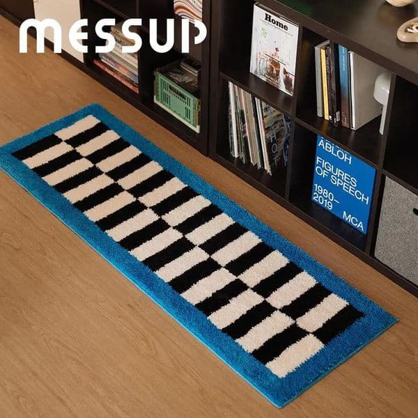 VIKAMA Colorful Geometric Striped Carpet Soft Synthetic Cashmere Floor Mat Living Room Bedroom Side Rug Home Decoration 260325