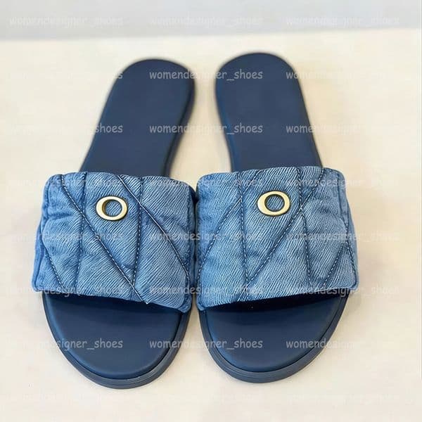 Luxury Holly Sandals Designer Women Slides Fashion Quilted Leather Flat Slippers C Beach Summer Denim Sliders Open Toe Sandels For Woman Size 36-42 T260523