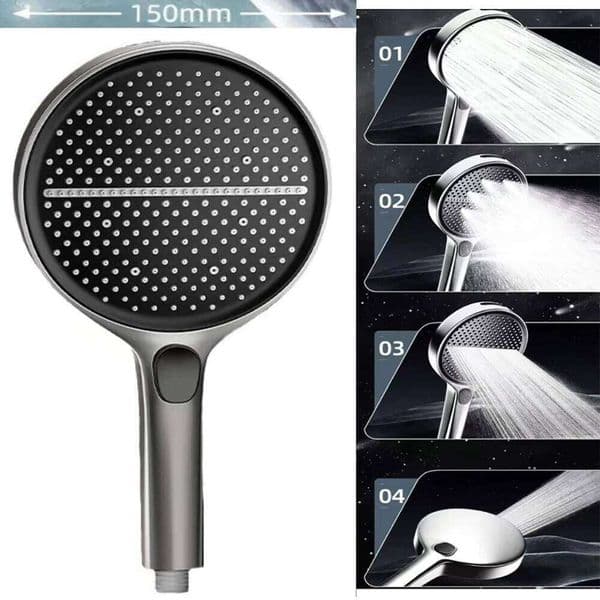 15CM Big Panel 4 Modes Boost Head Black High Pressure Large Flow Spray Nozzle Massage Shower Bathroom Accessorie 26Y0324