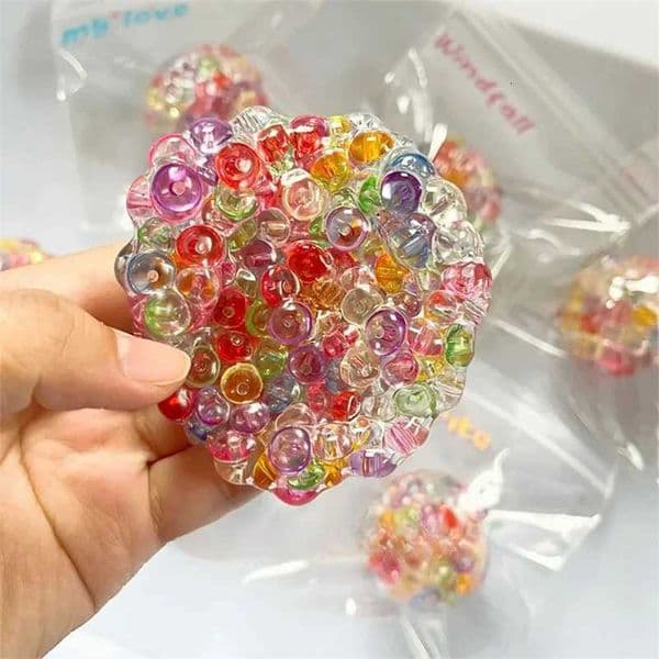 1PC Funny Squishy Stress Ball - Sensory Fidget Toy for Anxiety Relief Ice Beads Texture Relaxation Squeeze Toy for Kids Adults C260325 C260327