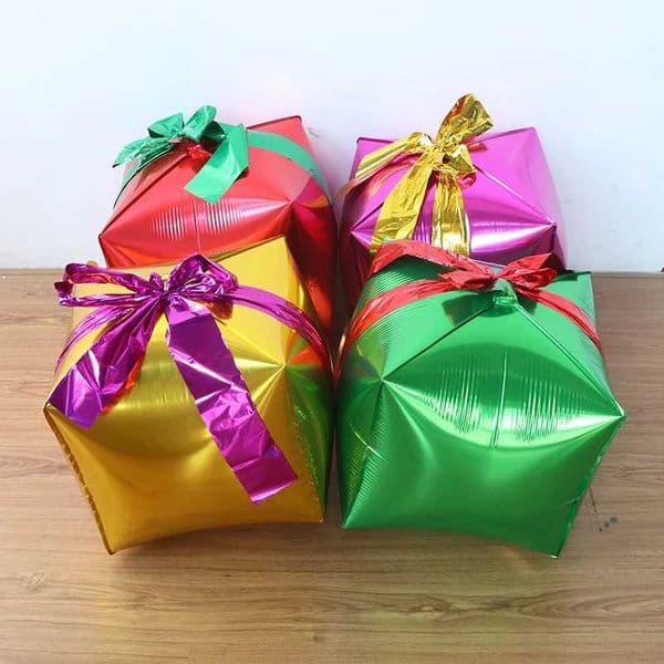 4pcs 22Inch Red Green Christmas Gift Boxes Foil Balloons Xmas Decoration Party Favor Christmas Decoration Present Air Globos S25128