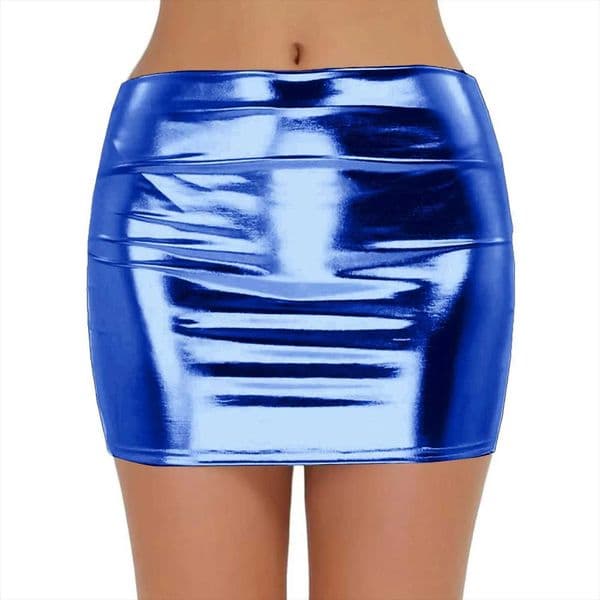 Sexy PU Leather Short Skirts for Women ub Prom Performance Solid High Waist Skirt Gold Red Shine Bright Fls Mujer XXL L260528