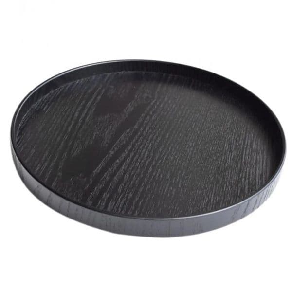 Round Wood Serving Tray Extra Large Rustic Food Snack Trays Salad Bowl Platter Carrying Plate for Black 260325