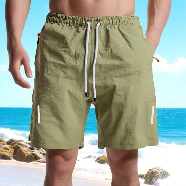 European And American Men's Casual Sports Quick-dry Short Essential Shorts Woven Zipper Pocket Tactical Trendy Street Beach Shorts