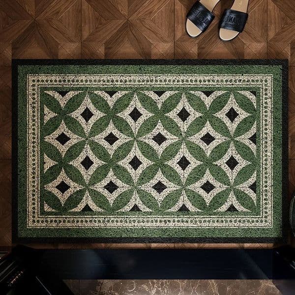 Vintage Geometric Pattern Wire Loop Door Mat NonSlip WearResistant Entrance Rug for Home Porch 260325