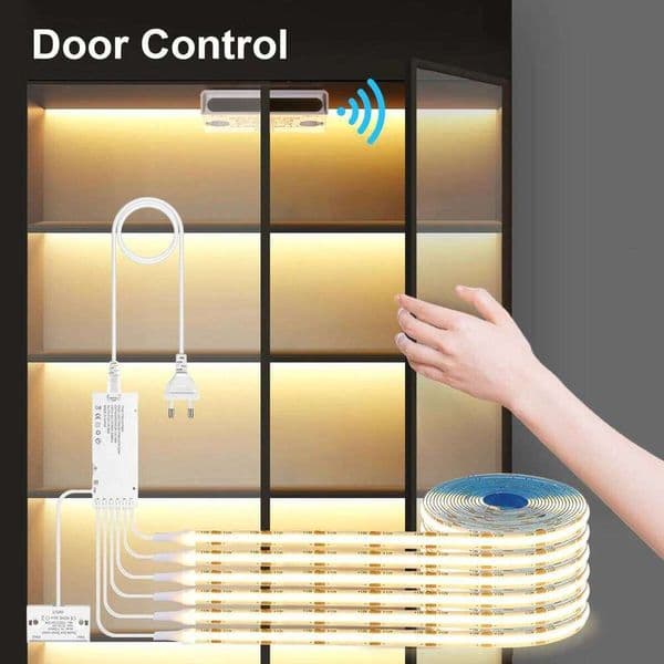 Door Control 1-6PCS COB Strip Light 3000k 4000k 5000k IR Proximity Sensor LED Tape EU Plug Smart Under Cabinet Lamp 26L0325