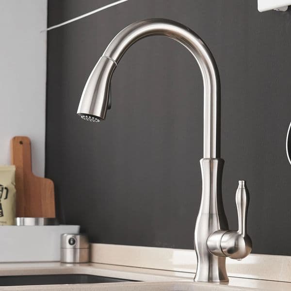 Kitchen Faucets Silver Single Handle Pull Out Tap Hole Swivel 360 Degree Water Mixer 866011 260325