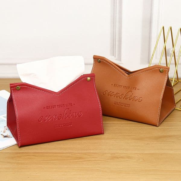 New High-End Leather Hotel Home Living Room Light Luxury Creative Design Tissue Box