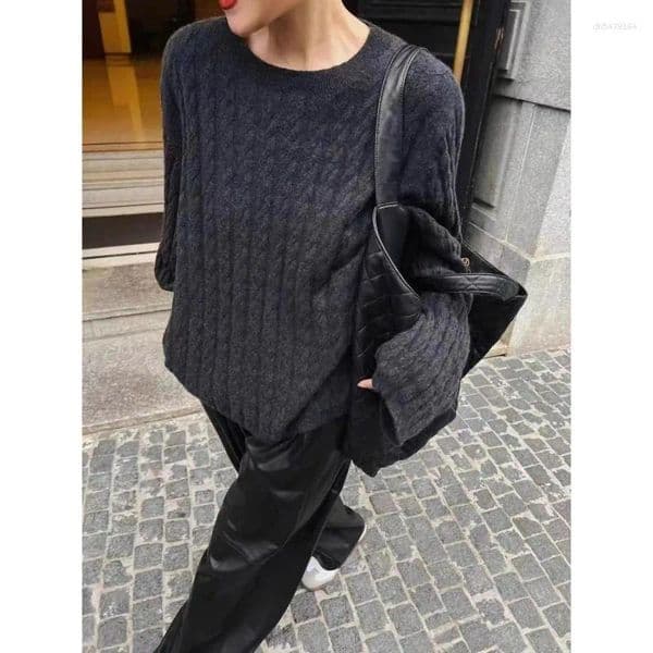Women's Sweaters Soft And Glutinous Wool Knitted Sweater For Women Loose Casual Round-neck Solid-color Pullovers