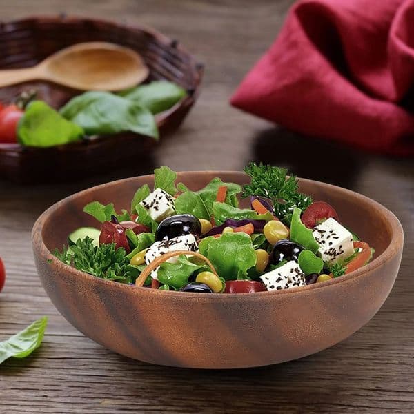 Wooden Snack Dish Fruit Food Salad Soup Bowl Wood Serving Bowls for Home Coffee Shop Tea House Restaurant Use 260325