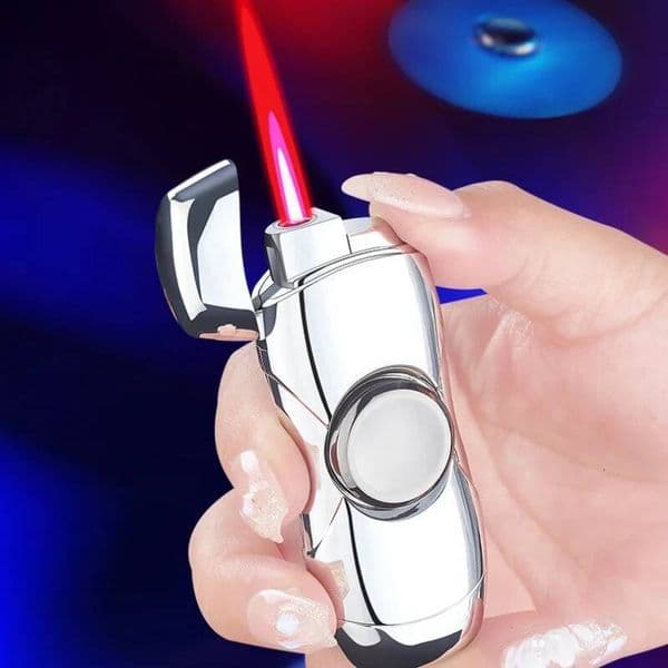 Funny Fidget Spinner Metal Windproof Red Flame Inflatable Pressure Reducing Gyroscope Cigar Lighter Gift For Men
