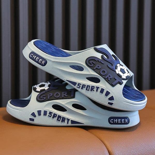 Summer Cartoon Football Children Slippers Outdoors Sandals For Aged 4-8 Boys Non-slip Seabeach Flip Flops Home Kids Shoes 260324