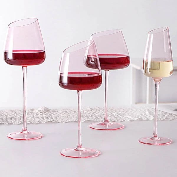 French Pink Flamingo Red Wine Glasses Set Crystal Glass Goblet Creative Inclined Mouth Concave Bottom Champagne Cup Blue 260325
