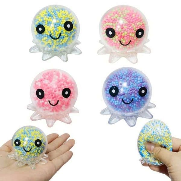1-6PC Glowing Light Squid Vent Ball Squeeze Decompressions Toy Bubble Octopus Ball Stress Relief Toy Birthday Gift For Kids C260325 C260327