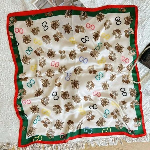 Fashionable Designer 70X70cm Women Silk Scarf Small Satin Square Print Wrap Headkerchief Scarf Female Hijab Bandana