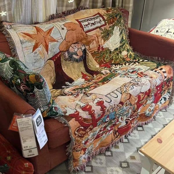 Retro Village Sofa Blanket Cotton Thread Throw Christmas Living Room Leisure Cover Winter Knitted Years Gifts Blankets 260325