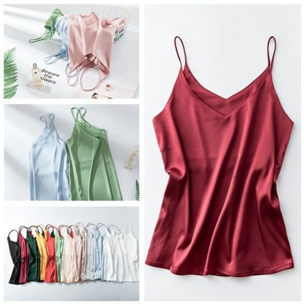 New Style Faux Silk Satin Camisole for Women Loose Plus Size Base Shirt Outerwear Inner Layer Sleeveless Vest Trendy