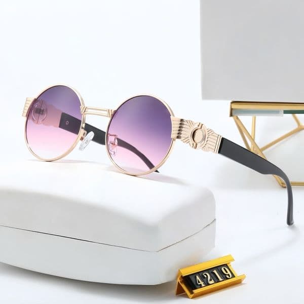 Designer sunglasses women men luxury retro round metal frame sunglasses for beach travel top quality eyeglasses with box 4219