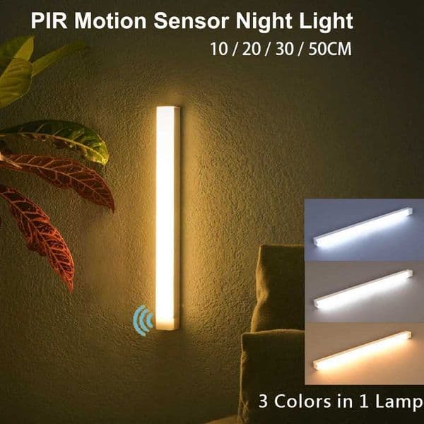 USB Rechargeable Wireless Motion Sensor LED Bar Light Induction Night Light Magnetic Cabinet Portable Cordless Lamp for Kitchen H260325