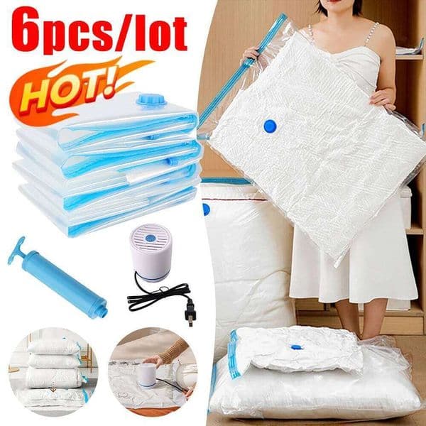 7 Sizes Reusable Bags with Electric Pump Compression Bag Mini Vacuum Machine for Clothes Organizer 26Y0325