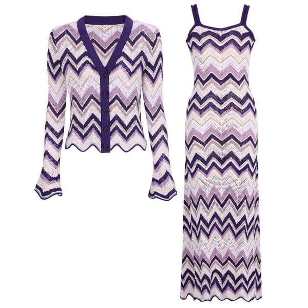 Summer and autumn new designer high-quality slim fit long sleeved knitted sweater+sleeveless dress set