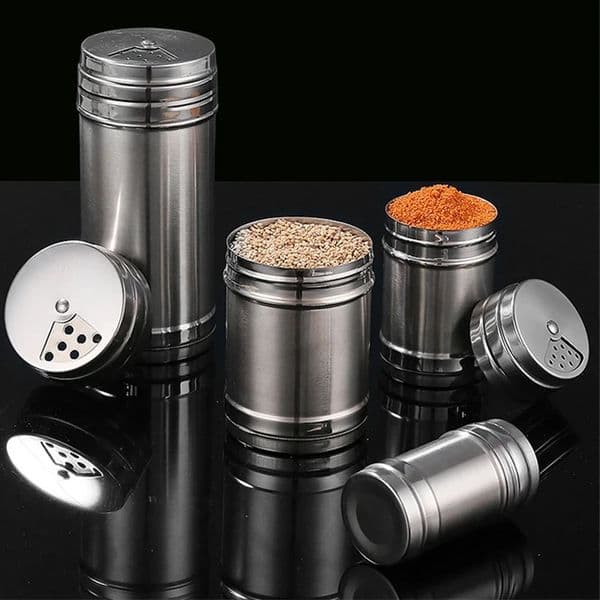 Salt Sugar Bottle Rotating Cover Multi-purpose Stainless Steel Kitchen Gadgets Spice Pepper Shaker Spice Jar Seasoning Can 260316