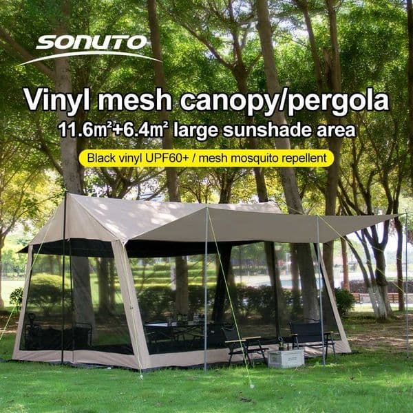 210D Outdoor 6-10p family camping anti-mosquito large canopy Portable folding tent sun protection waterproof beach park pergola H260325