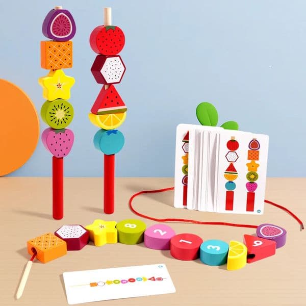Montessori Wooden Toys Color Shape Matching Puzzle Game Colorful Beaded Color Cognition Early Educational Toys Gift for Children 260324
