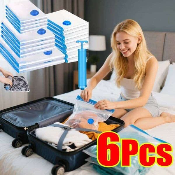 6PCS Vacuum With Valve or Pump for Clothes Storing Large Plastic Compression Empty Bag Travel Accessories Storage Container 26Y0325 thumbnail 2