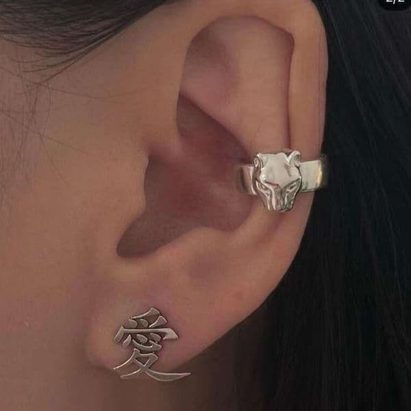 Electroplated Summer New Korean Niche Design Leopard Head 925 silver Sweet Cool Girl Style Clip Ear Cuff