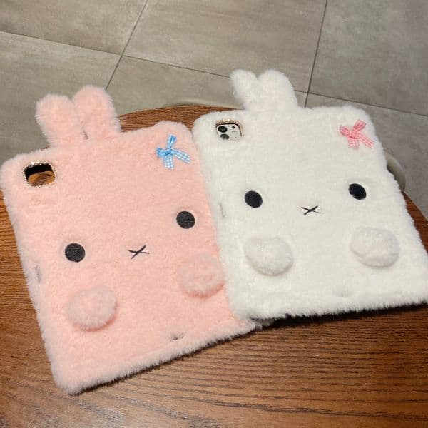 Plush Miffy Rabbit 3D Tablet case For 10th 11th iPad Pro 2024 2025 12.9 13inch iPad 11 A16 Air 3 4 5 ipad 5 6 9.7 mini 6 7 Cove