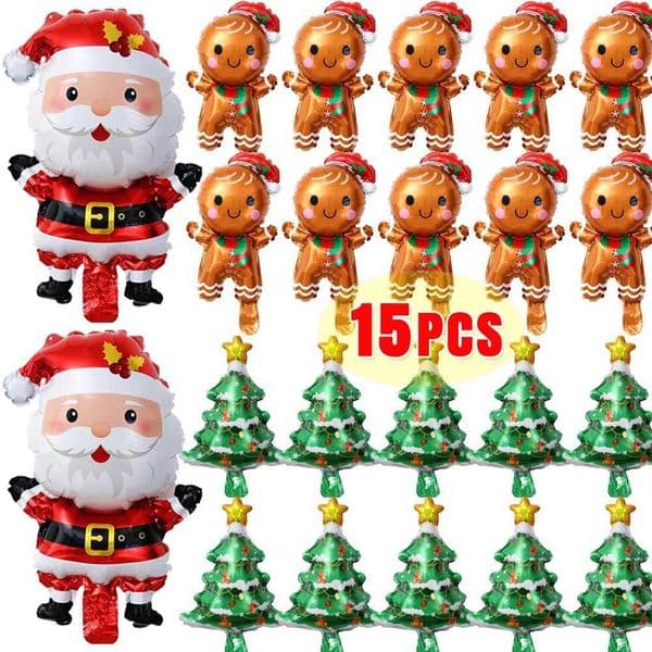 15/1Pcs Merry Christmas Balloons Santa Claus Gingerbread Man Aluminum Balloons For Xmas Birthday Party Decorations s Gifts S25128