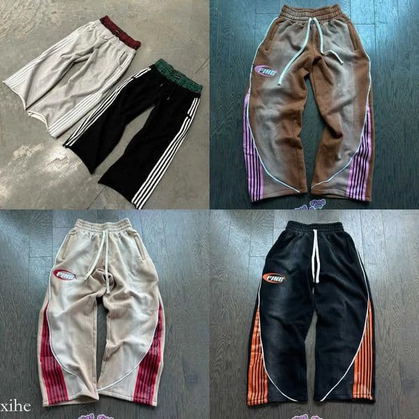 Best-selling Y2K Street Fashion Striped Casual Pants Men Women Retro Harajuku Baggy Pants High Waist Loose Hip Hop Sweat pants L250916 888 6