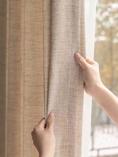 Japanese Style Linen Texture Wind Translucent and Opaque Curtain Made of Natural Wood for Bedroom Living Room 260325