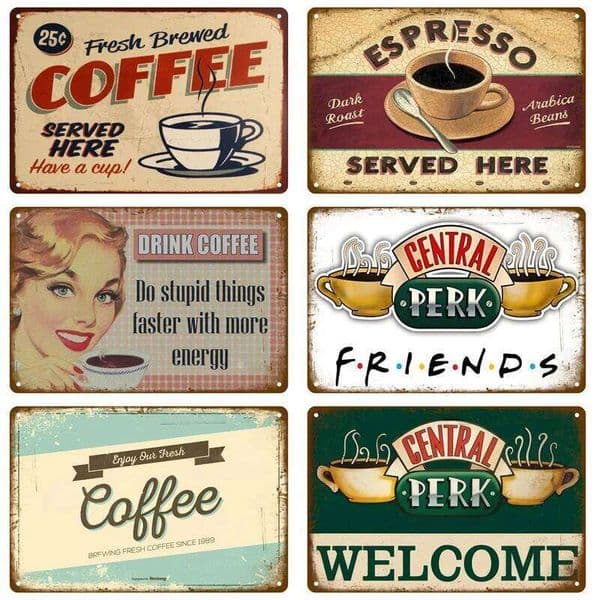 Vintage Tin Plaque Plate Wall Art Posters Metal Sign Decor Coffee For Kitchen Bar Cafe Room Retro Iron Painting 26Y0325