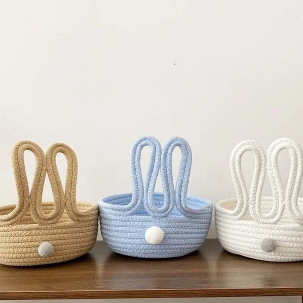 1pcs Easter Style Cartoon Rabbit Storage Basket Home Living Room Bedroom Cosmetics Snack Key Organizer 260325