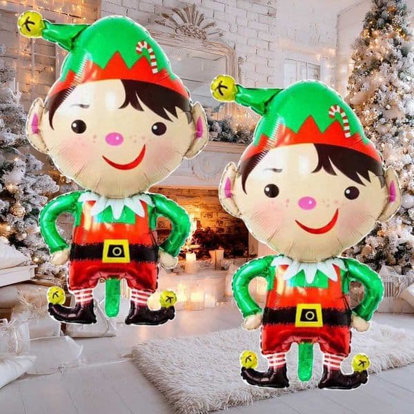2Pcs Christmas Theme Elf Shape Foil Balloons Christmas Decorations Party Supplies Navidad 2026 Decor S25128