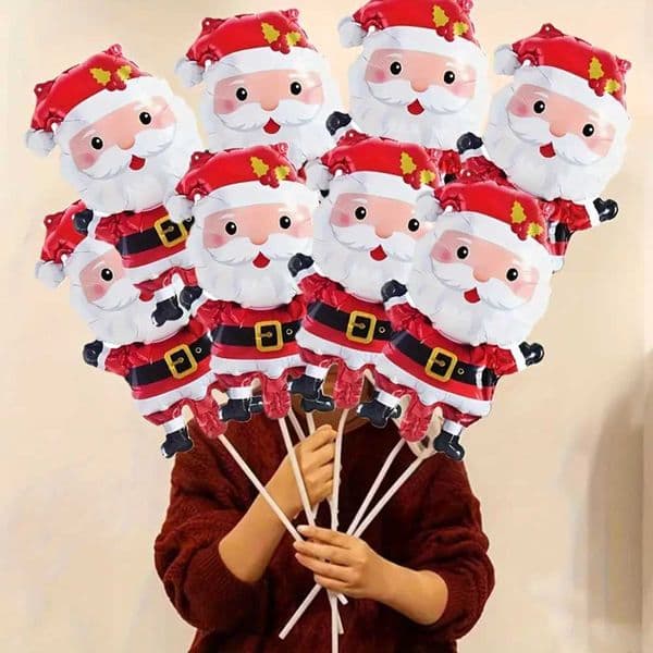10pcs Christmas Balloon Santa Claus Decorative Balloon Aluminum Foil Balloon For Christmas Party Decoration Supplies Gifts S25128