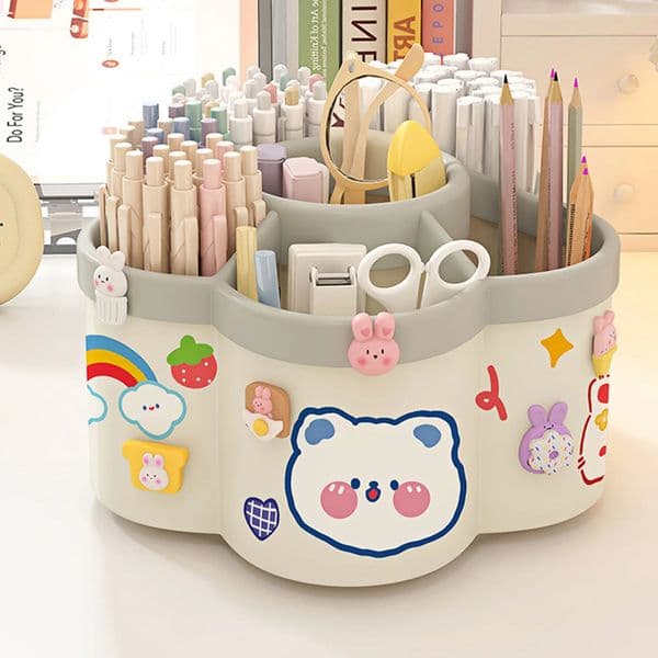 Rotating Pen Holder Desk Organizers Large Capacity Storage Box Cosmetic Brush Organization Study Dormitory Accessories 260325