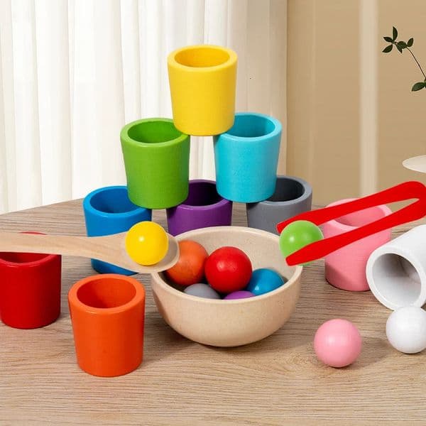 Montessori Wooden Toy Color Cups Matching Sorting Cognition Game Training Early Education Learning Educational Toys For Children 260324