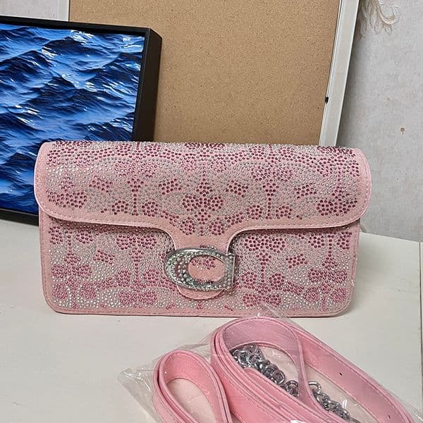 2026 New designer shoulder Diamond chain hand-held small square water diamond woman tote bags underarm fashion crossbody bag