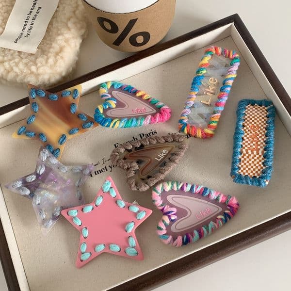 Pentagram Top Clip High-end Star Love Plush Wool Hairpin Cute Girl Duck Bill Clip Bangs Side Clip