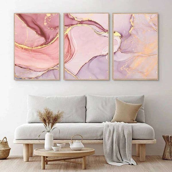 3PCS Gold Pink Purple Blue Green Abstract Poster Wall Art Picture Oil Painting In Canvas Living Room Decorated No Frame 26Y0325